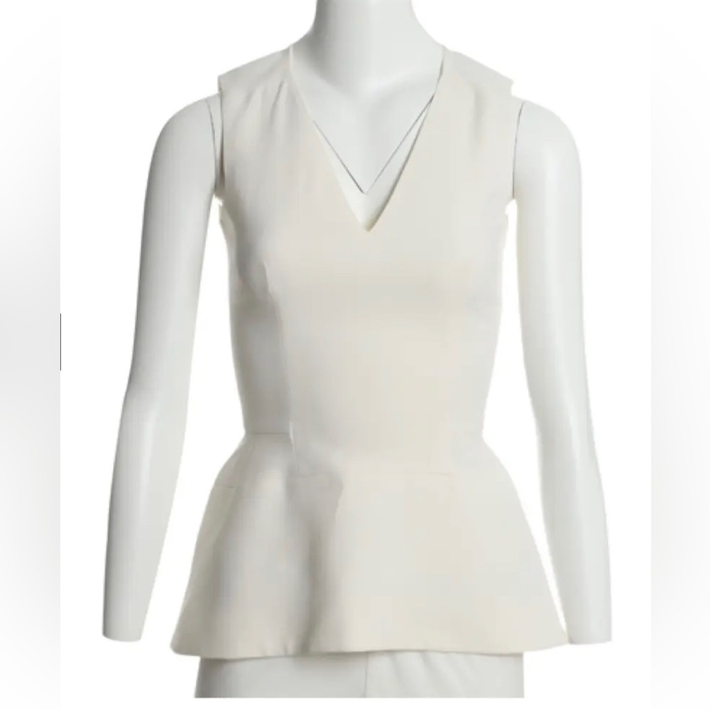 Victoria Beckham Cream Sleeveless Blouse